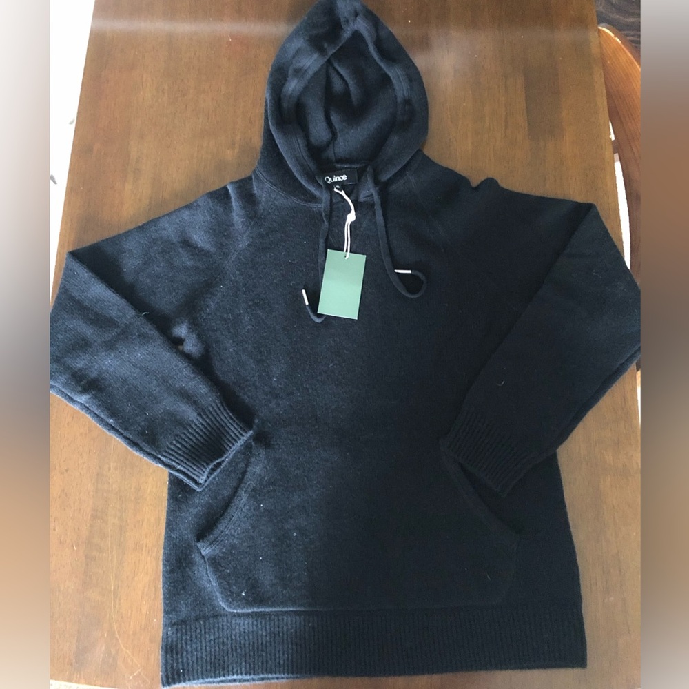 Quince black cashmere hoodie